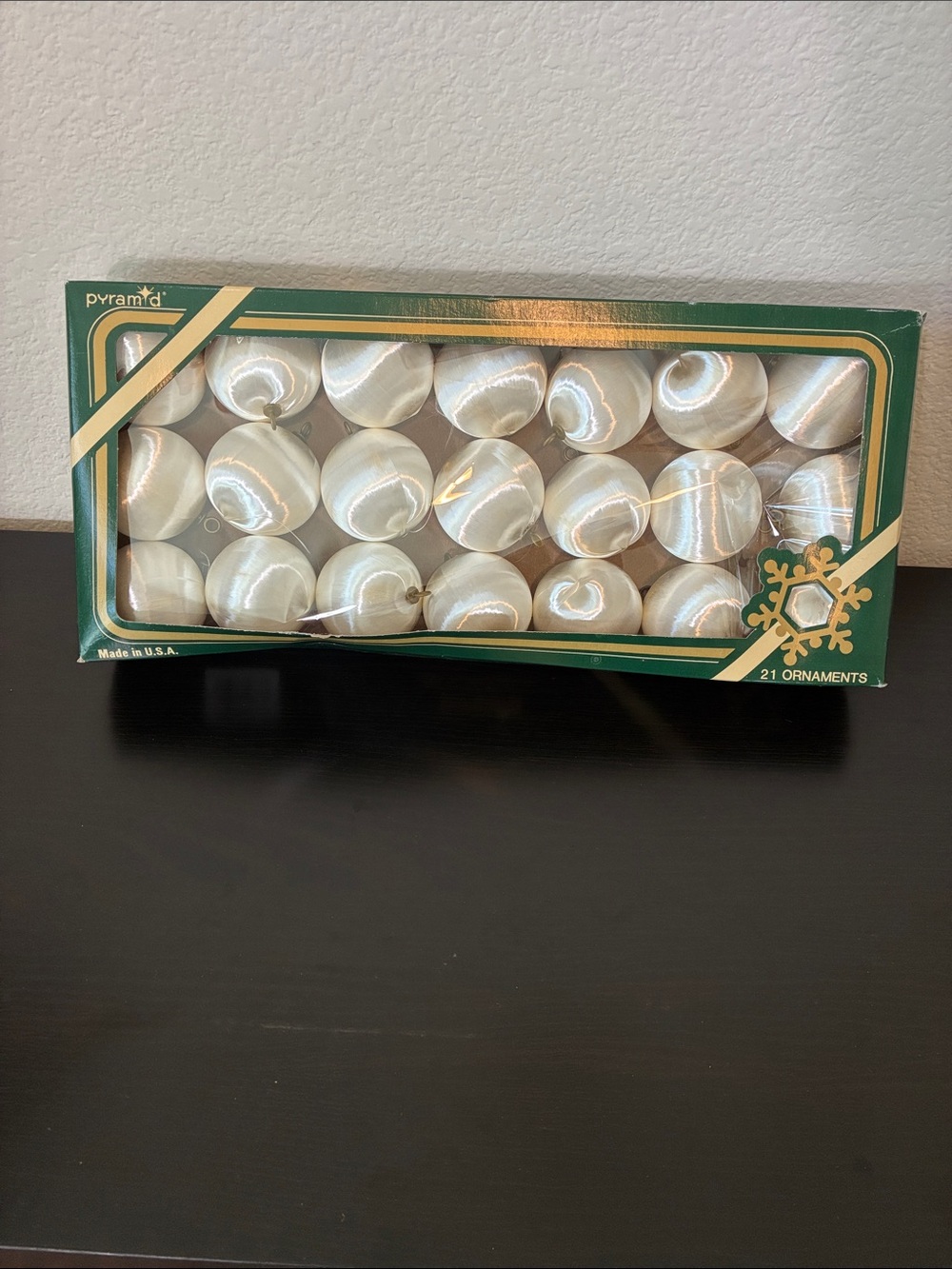 Vintage Pearl White Satin Holiday Ornaments - 21 Pack